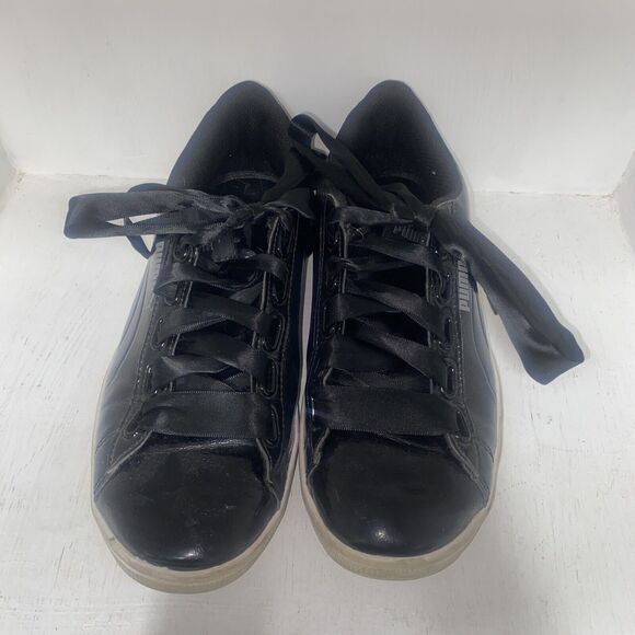 Puma Women’s Shoes Size 7.5 Shiny Patent Leather Casual Fashion Ribbon Laces - Picture 1 of 9